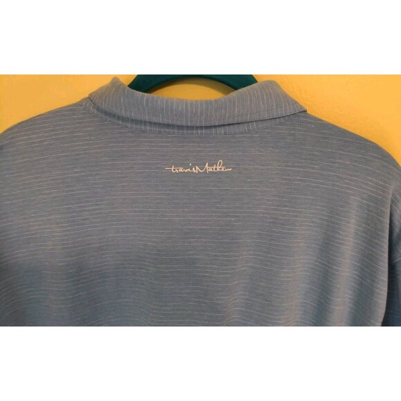 Travis Mathew Polo Shirt Mens XL Blue White Striped Soft Pima Blend Golf Casual - Picture 8 of 9